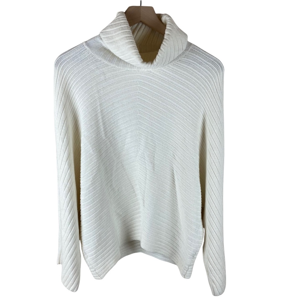 Anthropologie Moth Ivory Cream Turtleneck Cape Poncho Style Sweater Size XS